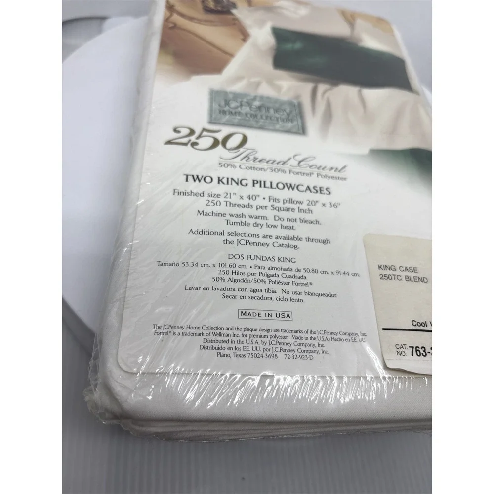 JCPenny Home Collection 2 King Pillowcases Cool White‎ 20 x 36